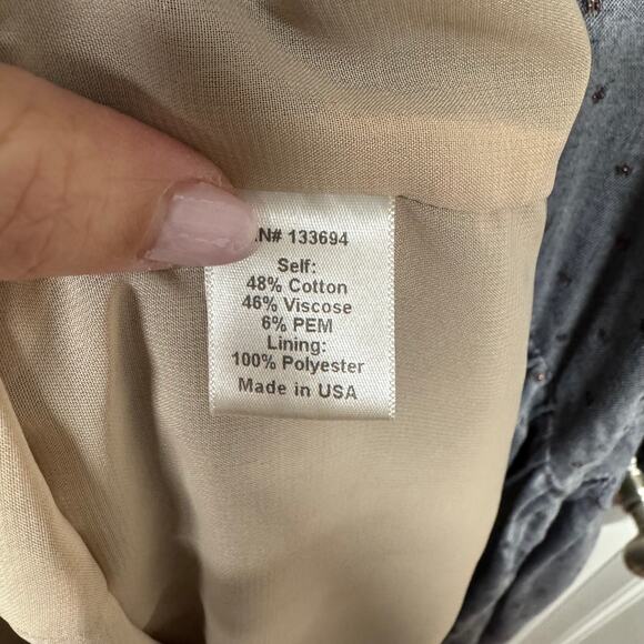 Paper Crown Drop Waist Blue Copper Dot Maternity Dress 3/4 Sleeve Size Small - Picture 7 of 10